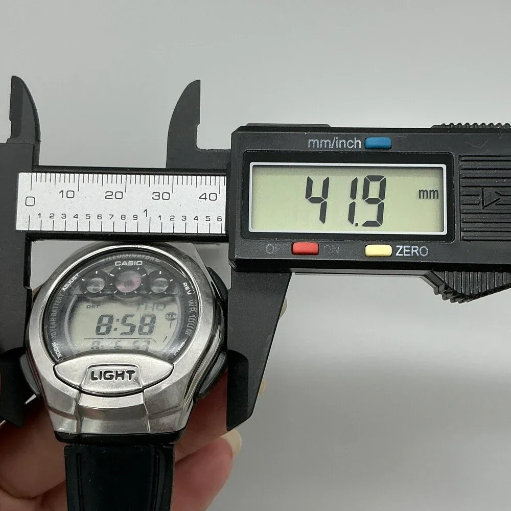 Casio W-755 Mens Watch 42mm Digital Black Resin World Time Illuminator 100M WR